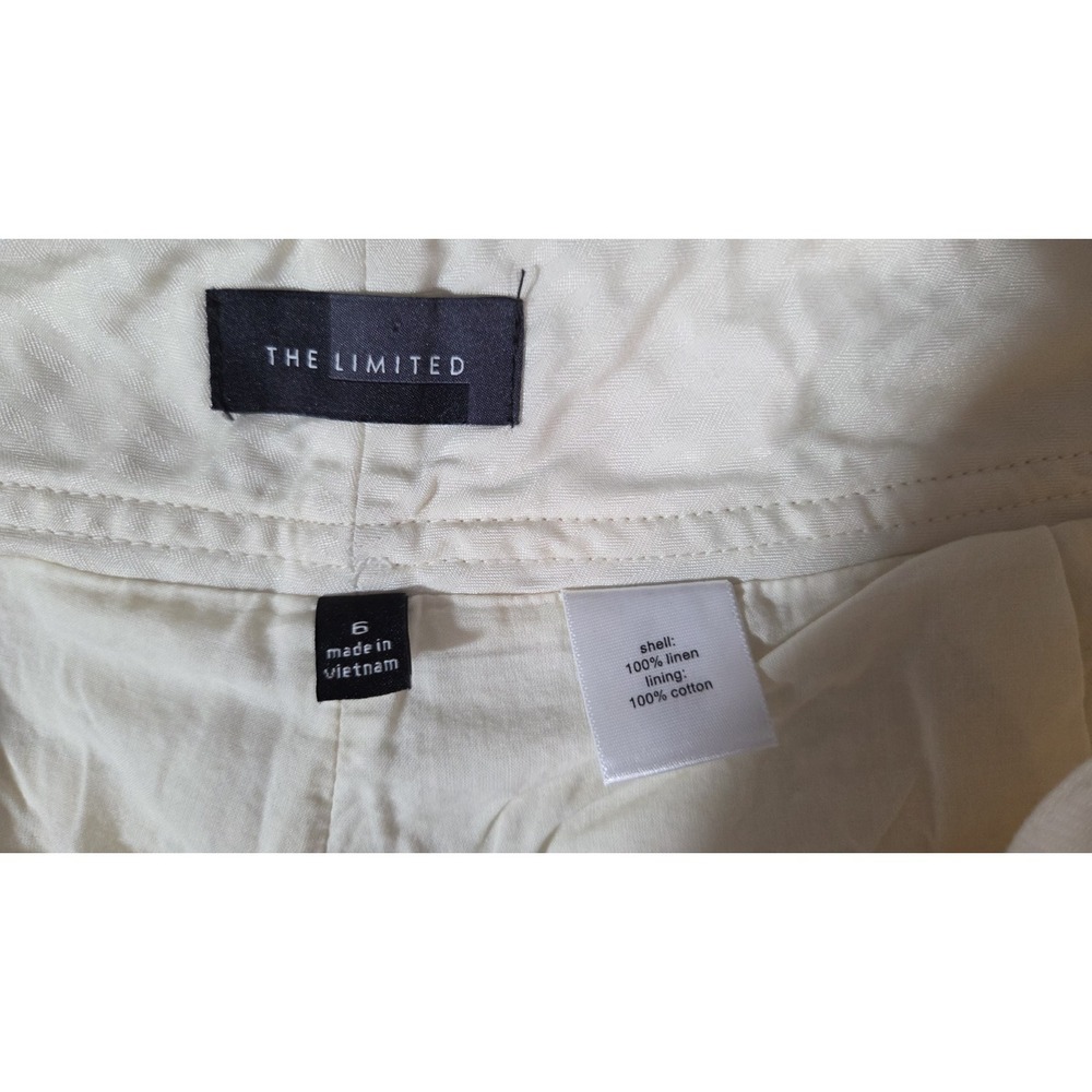 The Limited Linen Lined Shorts Pockets Ivory Size 6 - Picture 3 of 7